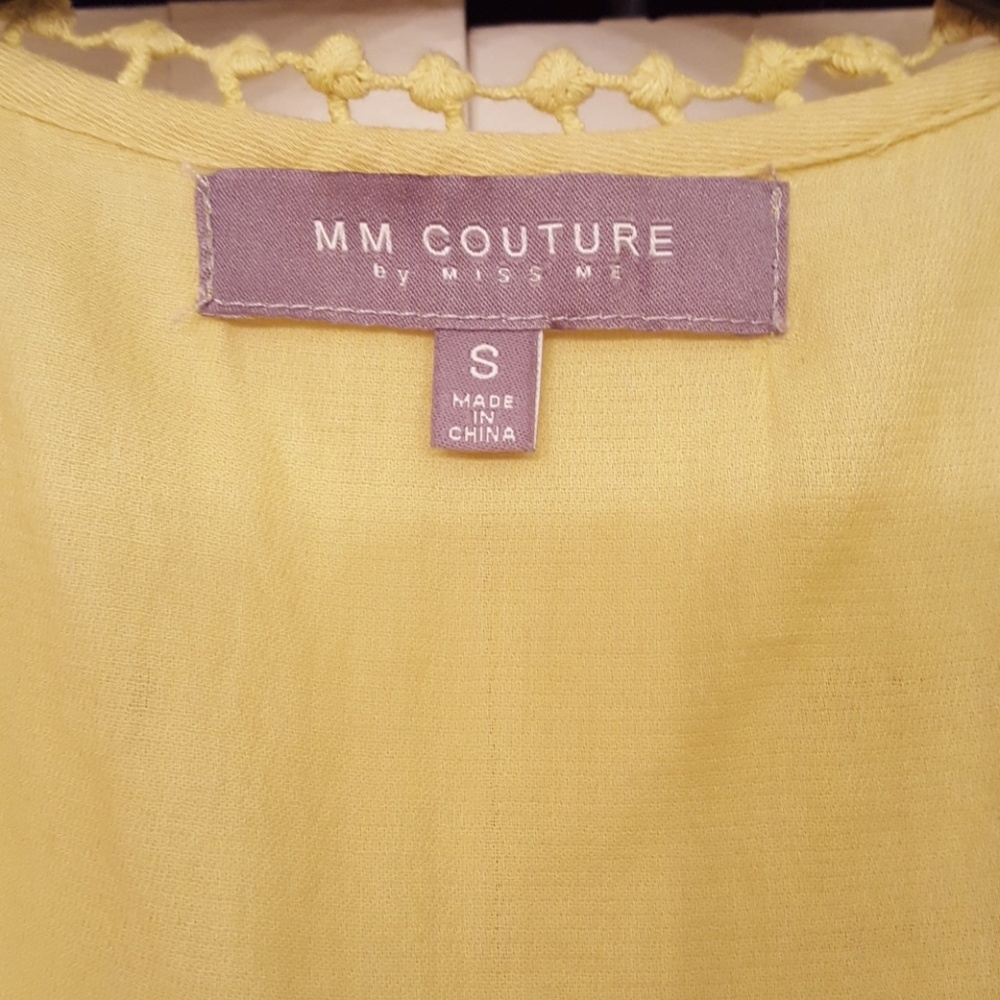 MM COUTURE MISS ME YELLOW EMBROIDERED TOP EUC - Picture 4 of 5